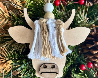 Highlander cow Christmas ornament car charm