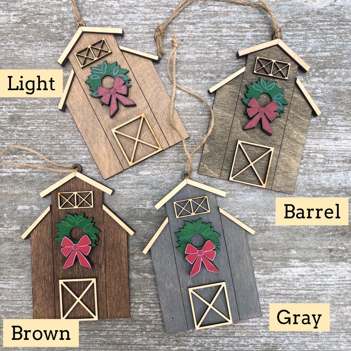 Shiplap Farm Animal Ornament Set Etsy