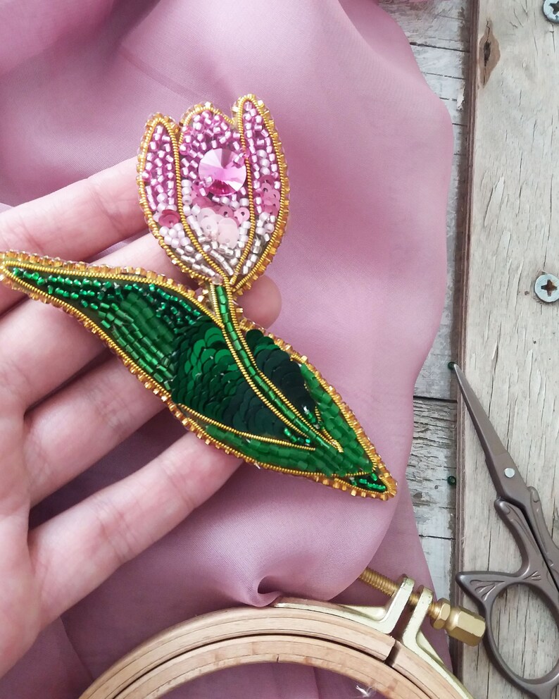 Diy Brooch Embroidered Brooch Tutorial Brooch Beaded Etsy