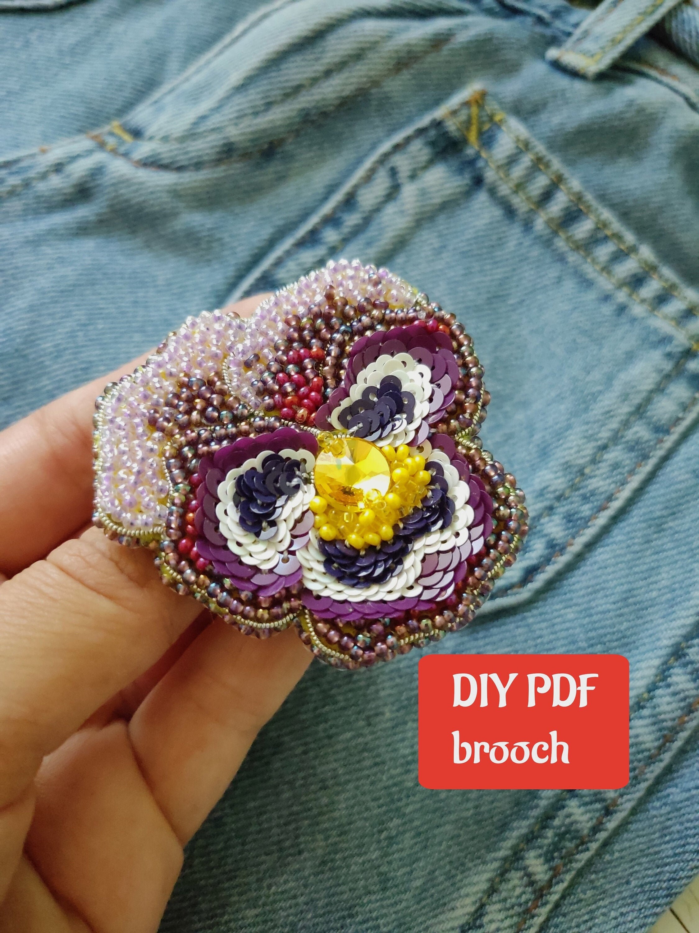 Kits & How To stepbystep diy,embroidery guide Diy flower brooch PDF