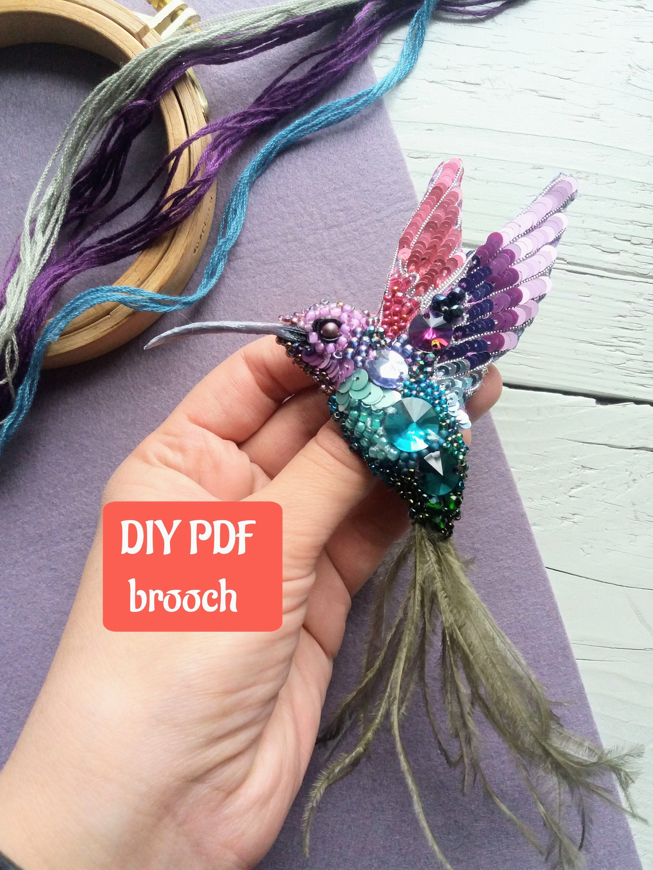 Kits & How To stepbystep diy,embroidery guide Diy flower brooch PDF