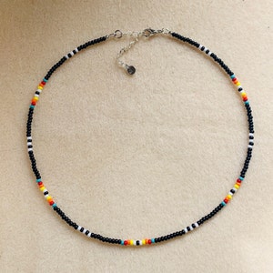Fall Inspired Single Strand Seed Bead Necklace. Black White - Etsy