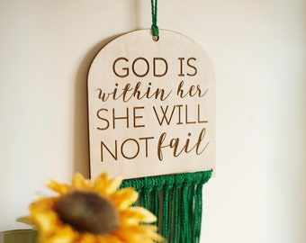 Macrame Bible Verse Sign: Christian Home Decor
