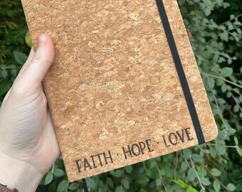 Faith Hope Love Cork Notebook: A5 Lined Journal