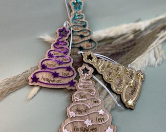 Sparkle Tree Decoration | Two Layer Acrylic Decorations | Christmas Words