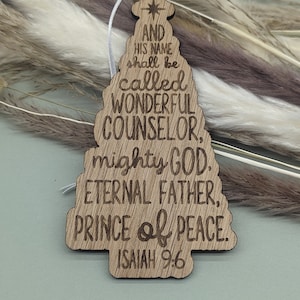 Names of God Tree Decoration | Isaiah 9:6 | This Little L | Christian Tree Decoration | Rustic Christmas | Christmas Tree