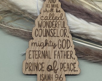 Names of God Tree Decoration | Isaiah 9:6 | This Little L | Christian Tree Decoration | Rustic Christmas | Christmas Tree