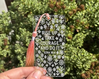 Floral Scripture Acrylic Bookmark | Christian Gift for Women