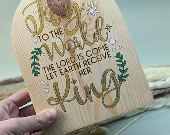 Hand-Painted "Joy to the World" Christmas Arch - Christian Home Decor