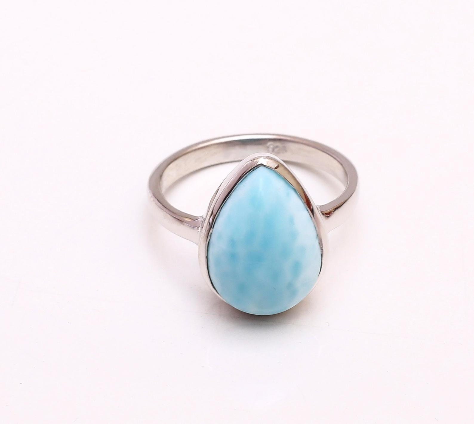 A Larimar ring larimar stone ring genuine larimar ring Etsy