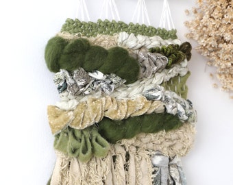 Botanical Woven Wall Hanging: Green Boho Decor
