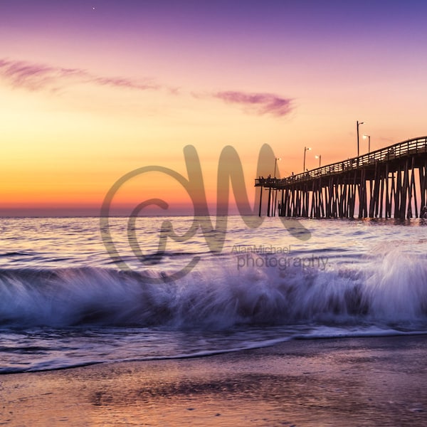 Sunrise Dreaming, Virginia Beach, Virginia Beach Fishing Pier, Photo Print, Beach Photography, Beach, Sunrise, Sunset, Digital Download