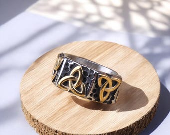 Valknut Odin Ring, Norse Viking Amulet, Stainless Steel Jewelry