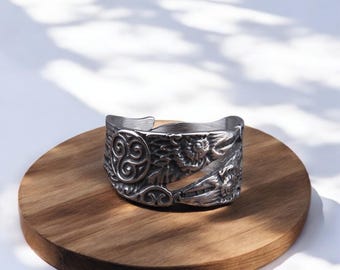 Raven And Triple Horn Of Odin Norse Stainless Steel Ring