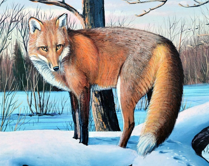 Wildlife Poster - "Red Fox and Chickadee" (Poster)