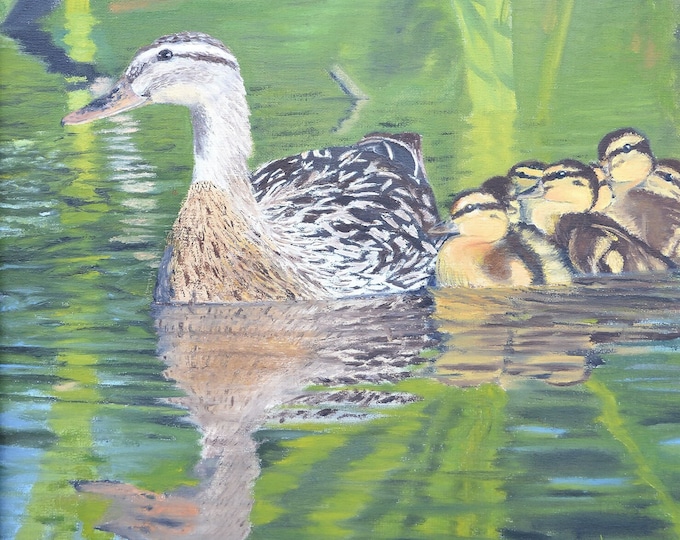 Wildlife Painting - "Mallard Hen and Young" (Poster)