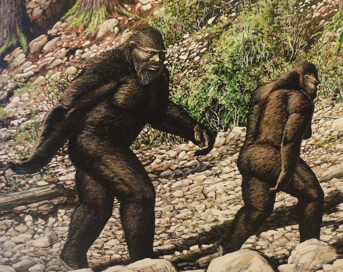 Bigfoot Painting - "Bigfoot Couple" (Poster)