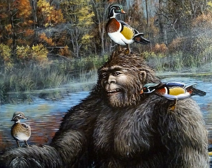 Bigfoot Painting - "Duck Hunter" (Poster)