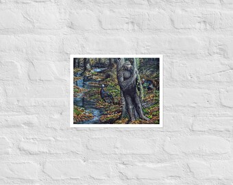 ビッグフットグラフィックポスター ビッグフットの絵画 - 「ゴブル・クリークの伝説」（ポスター） - Etsy