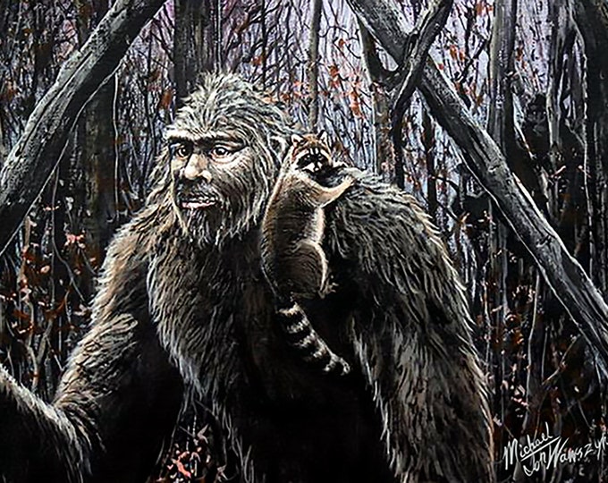 Bigfoot Painting - "Friend Raccoon" (Poster)