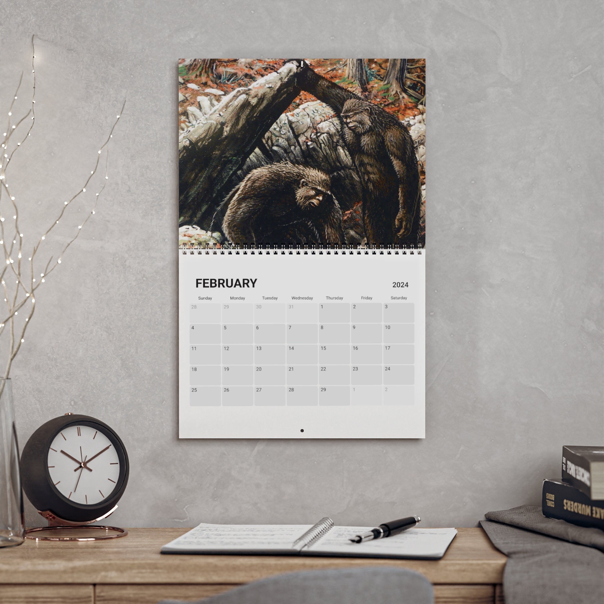 Bigfoot Paintings 2024 Wall Calendar Etsy