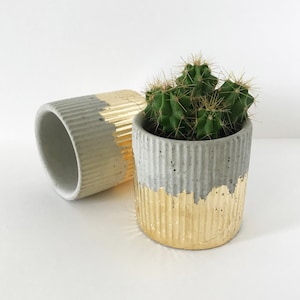 Gold Leaf Concrete Pot