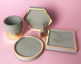 Customisable Gold Gift Set - Pot, Ring Holder & Choice of Trinket Dish