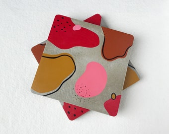 Square Abstract Concrete Coaster