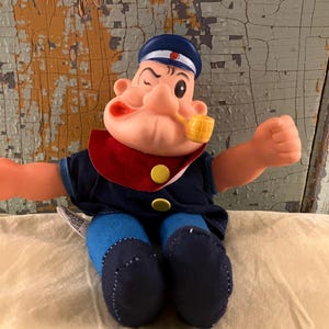 Vintage 1979 Popeye The Sailor Man Doll Vintage Soft Vinyl Uneeda