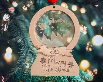 Christmas Snowglobe SVG File | Personalized Ornament | Laser Cut Ornament, Digital Download