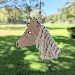 DIGITAL Horse car charm file | Macrame Horse file | Laser charm file | Macrame Ornament | Digital Laser SVG File | Glowforge-tested SVG file