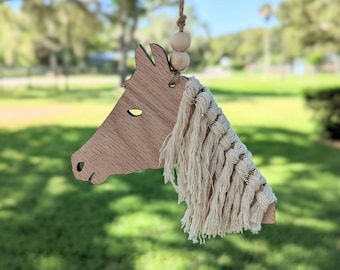 Horse Car Charm SVG File, Laser Cut Macrame Ornament | Digital Download