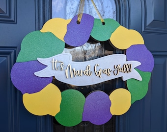 Mardi Gras King Cake Door Hanger SVG | Laser Cut File | Digital Download