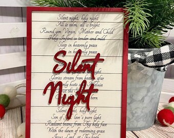 Christmas Carol SVG - Silent Night - Single Line Lyric Sign | Laser Ready | Digital Download