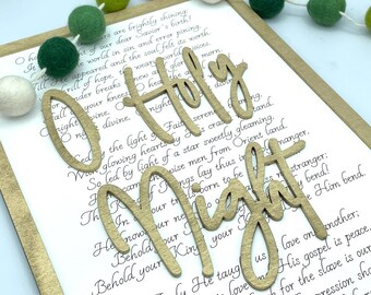 Christmas Carol SVG - O Holy Night Digital File - Single Line Lyric Sign | Laser Ready | Digital Download