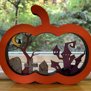 3D Halloween Pumpkin Spooky Scene SVG | Jack O&#39;Lantern Laser Cut | Layered Laser File | Digital Download