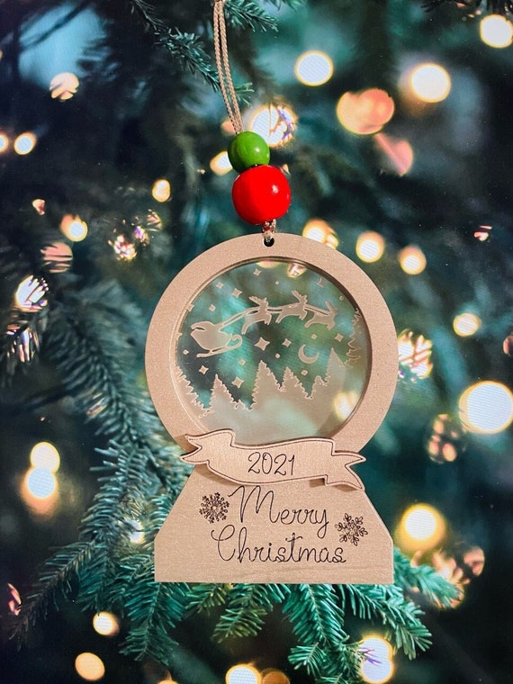 Christmas Snowglobe SVG File | Personalized Ornament | Laser Cut Ornament, Digital Download