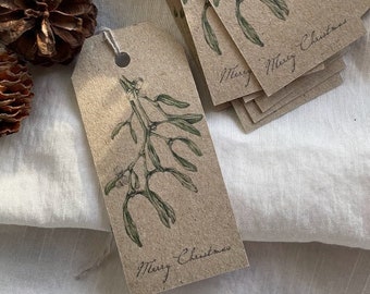 Mistletoe Christmas Gift Tag - Vintage Gift Tag – To & From Tag - Christmas Gift Wrapping - Christmas tree decoration