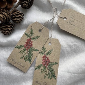 NEW: Holly Christmas Gift Tag - Vintage Gift Tag – To & From Tag - Christmas Gift Wrapping - Christmas tree decoration