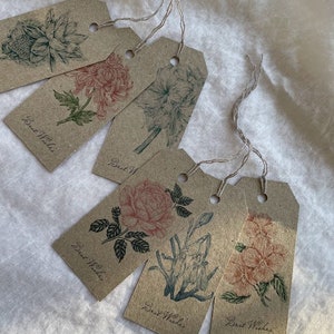 Set of 6 different designs  - Floral Gift Tags – Vintage Gift Wrapping
