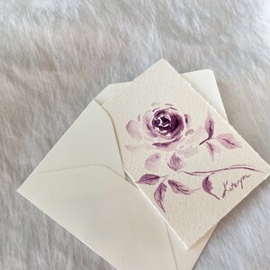 Carte de voeux rose faite main - carte d'art floral - aquarelle originale illustrée - botanique - vintage - carte de fleurs