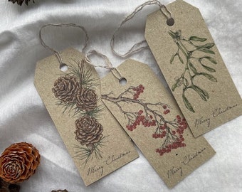 Set of 3 different designs  - Vintage Gift Tag – Christmas Gift Wrapping - Christmas tree decoration
