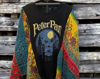 Neverland Butterfly Upcycled Tee Poncho