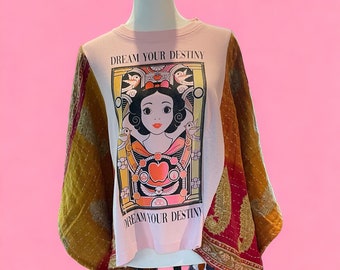 Dream Boho Butterfly Upcycled Tee Poncho