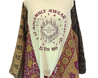 Poncho t-shirt recyclé bohème papillon Misbehavin' Boho