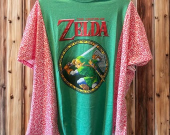 Zelda Upcycled Drop Shoulder Tee Fits Size Small to XXL