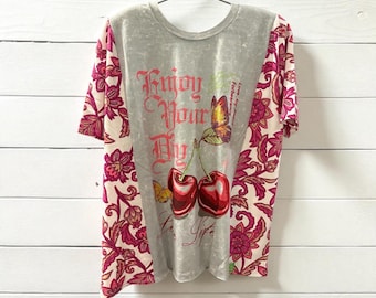 Enjoy Upcycled Drop Shoulder Tee One Size Fits a Small to XXL