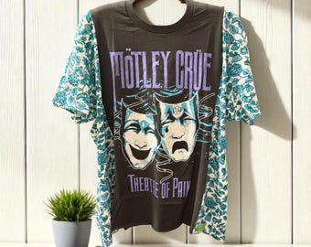 Motley Crue Upcycled Drop Shoulder Tee Fits a Small to XXL