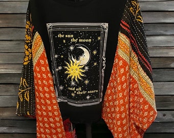 The Universe Butterfly Upcycled Tee Poncho