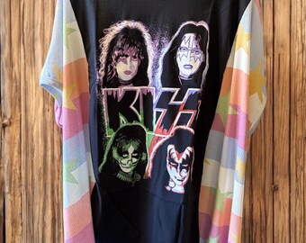 Star Kiss Upcycled Drop Shoulder Top Free Size Fits UP to XXL